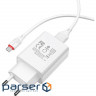 Зарядний пристрій BOROFONE BA21A Long Journey 1xUSB-A White w/Micro-USB cable (BA21AMW)