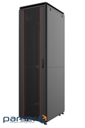 Шафа MIRSAN 19, 22U, GTV, скляні двері, 600x1000 мм, максимально 2000 кг, чорна (MR.GTV22U61DE.01)