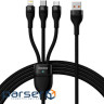 Кабель Baseus Flash USB - MicroUSB+Lightning+USB-C 100W 1.2m Black (CASS030001)