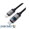 Кабель USB 2.0 USB-C to USB-C, 1.2 м , 60W, 3.0A, digital display Black, C15-03 Acefa (6974316283720)