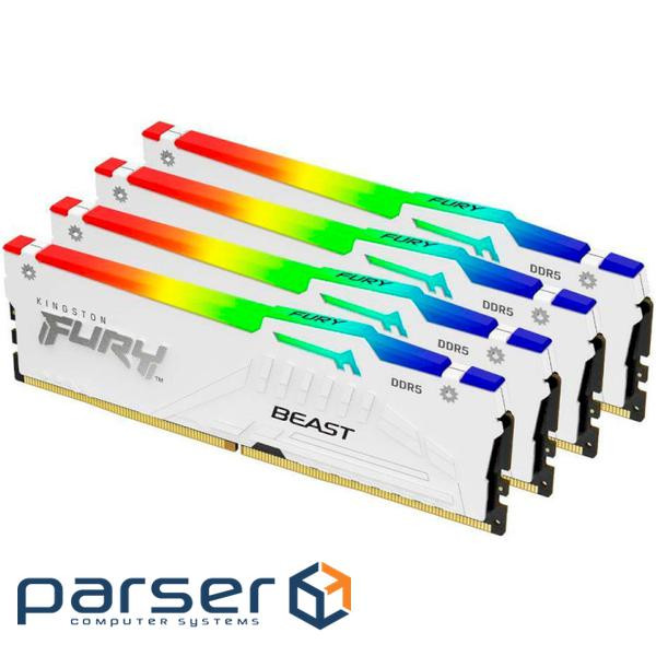 Модуль пам'яті KINGSTON FURY Beast RGB White DDR5 5600MHz 128GB Kit 4x32GB (KF556C40BWAK4-128)