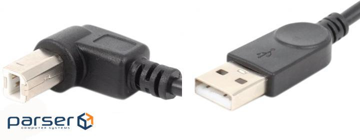 Кабель USB AM-BM, 1.0 м, кут 90 до низу, чорний (S0670)