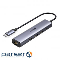 Hub Ugreen USB 3.0 Type-C to 3xUSB 3.0 + RJ45 1000M CM475 grey (20932)