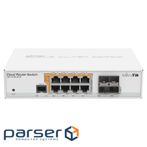 Комутатор мережевий Mikrotik CRS112-8P-4S-IN