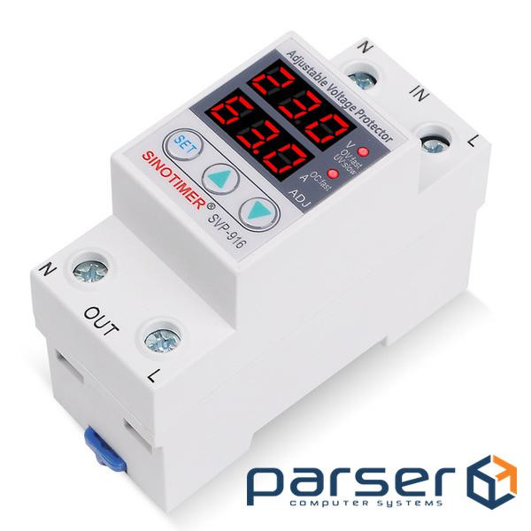 Захисне реле з контролем струму та напруги SVP-916, 63A, 220В, на DIN-рейку, 36х65х 85 (SVP-916-63A)