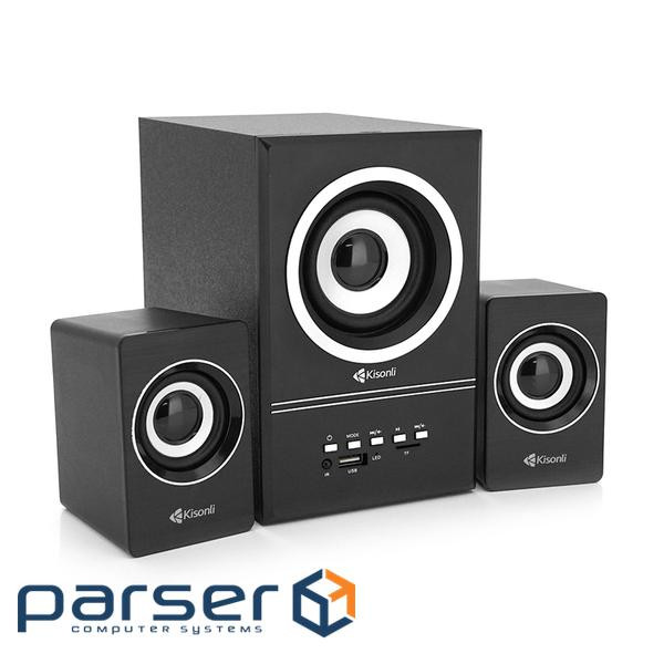 Колонки Kisonli U-2700BT, 5W+2x3W, USB/TF/BT/FM/AUX, із сабвуфером , DC: 5V, Black, BOX, Q16