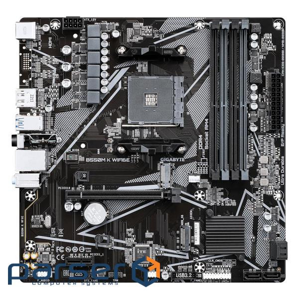 Материнська плата sAM4 AMD B550 HDMI/DP 4xDDR 2xM. 2 GbE Lan mATX GIGABYTE B550M K WIFI6E