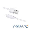 Дата кабель USB 2.0 AM to Lightning 2.0m 2.4A X1 white HOCO (6957531032014)