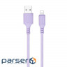Дата кабель USB 2.0 AM to Lightning 1.0m soft silicone violet ColorWay (CW-CBUL044-PU)