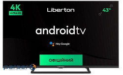 Телевізор 43" Liberton LTV-43U01AT UltraHD 3840x2160 60Hz, Smart, DVB-T2, HDMI, USB, VESA 200x200