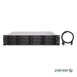 QNAP Network Attached Storage TL-R1200C-RP-US 2U 12Bay RM USB-C 3.1 Gen2 10Gbps JBOD expansion unit