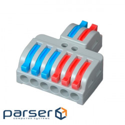 Terminal block with push clamps 2x6-wires LT-623 for junction boxes, (LT-623 gray )