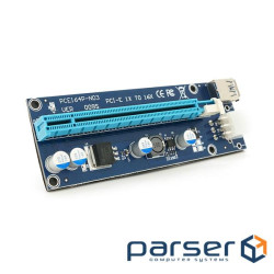 Плата PCE164P-N09 (V009S-Plus) Riser PCI-EX, x1=>x16, USB 3.0, DC12V(PCI-E / 6pin), конденсат