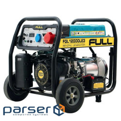 Генератор бензиновий FULL FGL12000LE3, 3-фазный 380 / 220V, 50Hz, 12kVA / 9.6kW, бак 28 л, расход 3