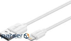 Кабель пристроїв Goobay USB2.0 A-Lightning M/M 0.5m, MFi 8pin Silver-Contact, білий (75.07.2905-1)