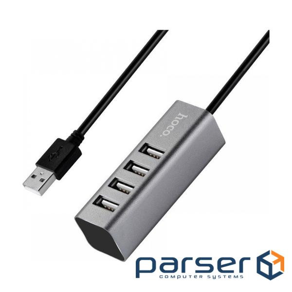 Концентратор HOCO USB 2.0 to 4xUSB Line machine HB1 Tarnish (6957531038139)