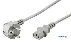 Кабель блоку живлення IEC-Schuko/M->C13/F 2.0m,90евилка 0.75кв.mm D=5.5mm,HQ,сірий (75.05.0076-30)