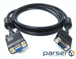 Кабель Merlion VGA 3m, male to male (тато-тато), 1 фериту, чорний, Пакет Q1 (YT-VGA(M)/(M)3+4BL-3m)