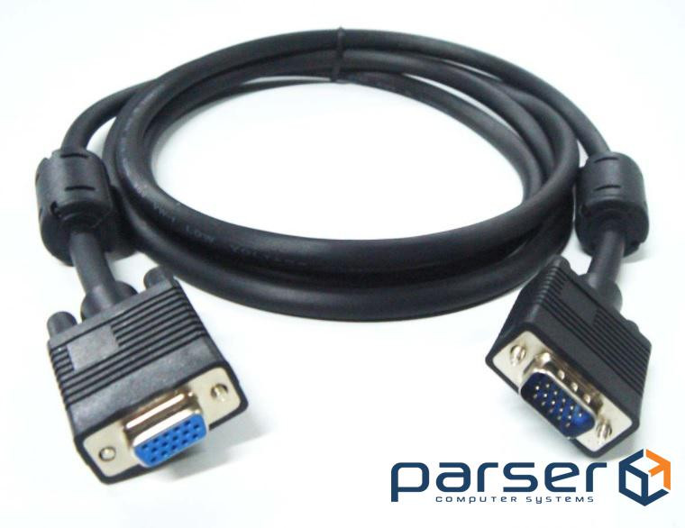 Кабель Merlion VGA 3m, male to male (тато-тато), 1 фериту, чорний, Пакет Q1 (YT-VGA(M)/(M)3+4BL-3m)