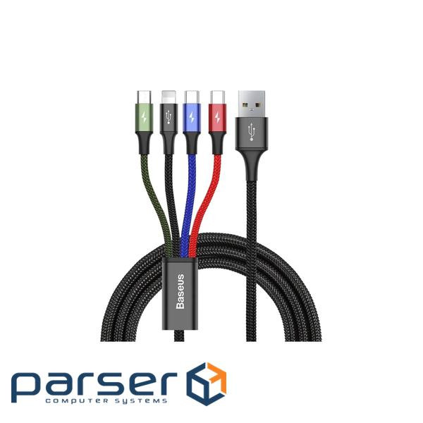 Кабель Baseus Fast 4-in-1 USB - Lightning+USB-C(2)+MicroUSB 3.5A 1.2m Black(CA1T4-B01)