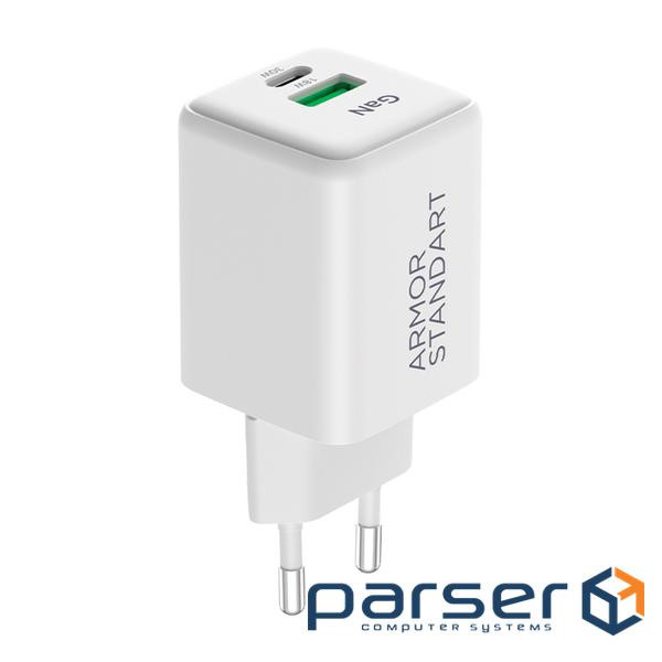Зарядний пристрій Armorstandart AR371 30W GaN Type-C + USB White (ARM77549)