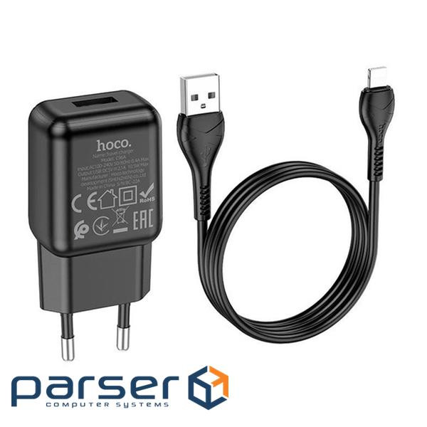 Набір СЗУ 110-240V HOCO C96A+ кабель Lighting, 1xUSB, 2.1A, кабель 1м, Black, Blister (C96A / LB) , Black, Blister (C96A / LB)