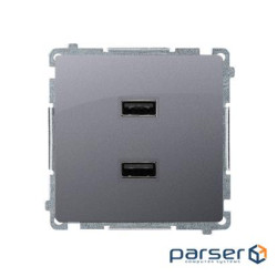 Розетка Basic USB 2x 5V 2.1A, сталь inox (BMC2USB.01/21)