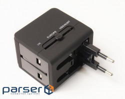 Адаптер PowerPlant універсальний c USB (2xUSB 2.1A) 220V 6A Black (DV00DV5067)