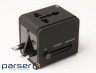 Адаптер PowerPlant універсальний c USB (2xUSB 2.1A) 220V 6A Black (DV00DV5067)