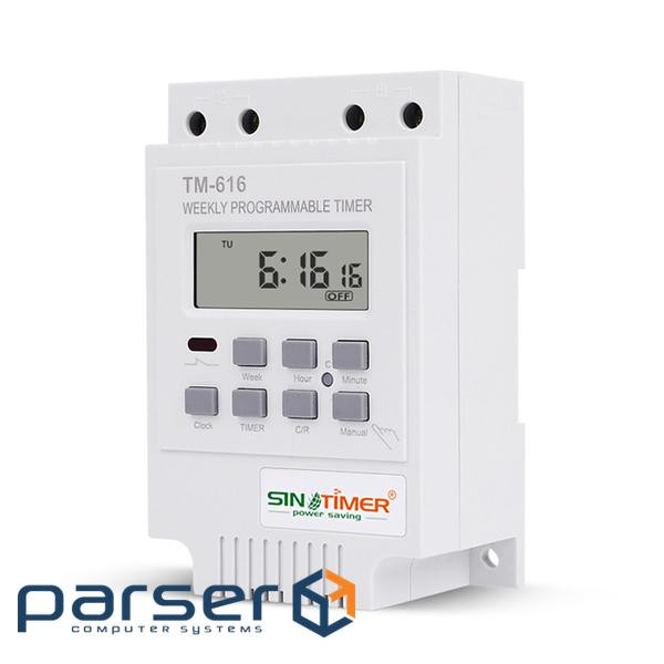 Таймер тижневий Sinotimer TM616W-2 програмований, РК екран, 30А , 220Vac, 120x74x52mm
