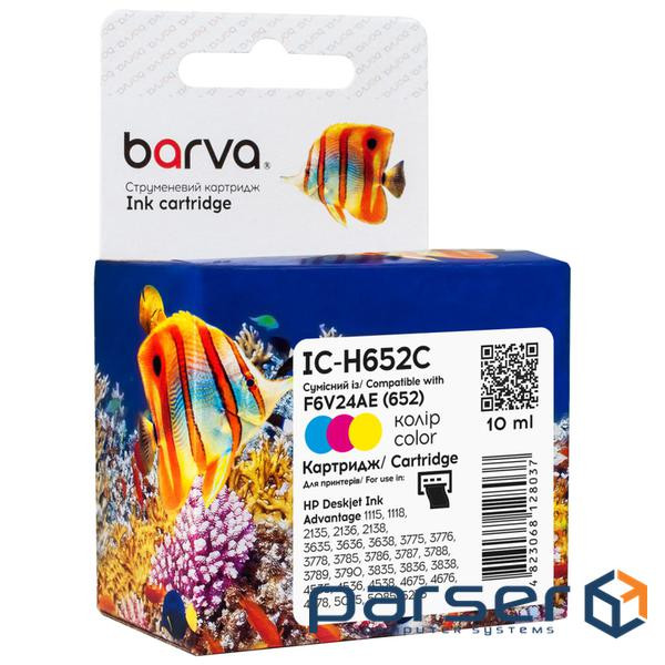 Картридж Barva HP 652 color/F6V24AE, 10 мл (IC-H652C)