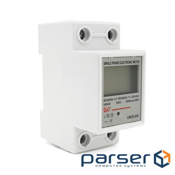 Однофазний електронний лічильник на DIN-рейку, 220V, LCD + підсвічування (LWCD-BG) (LWCD-BG)