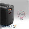 Зарядний пристрій AXAGON 1xUSB QC4.0 + 1xUSB-C PD45W PPS black (ACU-PQ45)