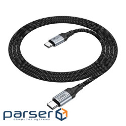Дата кабель USB-C to USB-C 1.0m 3A nylon X102 black HOCO (6942007608787)