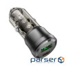 Зарядний пристрій BOROFONE 1xUSB-C PD + 1xUSB 38W car adapter transparent black (6941991106965)