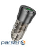 Зарядний пристрій BOROFONE 1xUSB-C PD + 1xUSB 38W car adapter transparent black (6941991106965)