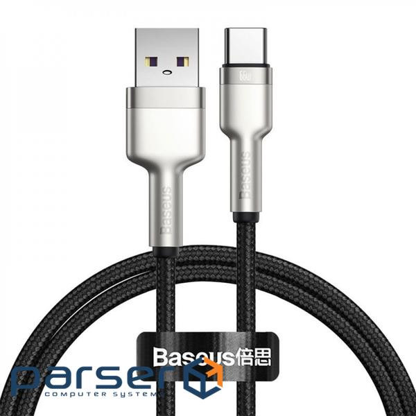 Кабель Baseus Cafule Metal 66W USB-USB-C, 0.25м , Black (CAKF000001)