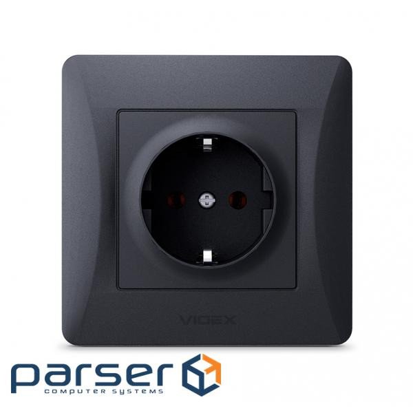 Розетка Videx BINERA 1а із заземленням чорн (VF-BNSK1G-BG)