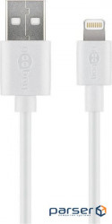 Кабель пристроїв Goobay USB2.0 A-Lightning M/M 3.0m, MFi 8pin Silver-Contact, білий (75.07.2909-1)