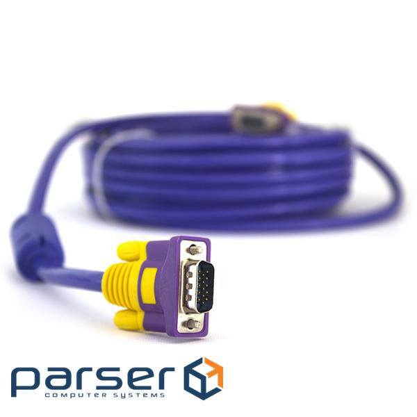 Кабель MERLION VGA 5м Purple/Blue (YT-VGA(M) (M)3+4PR-5M) (YT-VGA(M)/(M)3+4PR-5m)