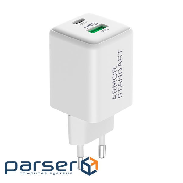 Зарядний пристрій Armorstandart AR372 45W GaN Type-C + USB White (ARM77550)