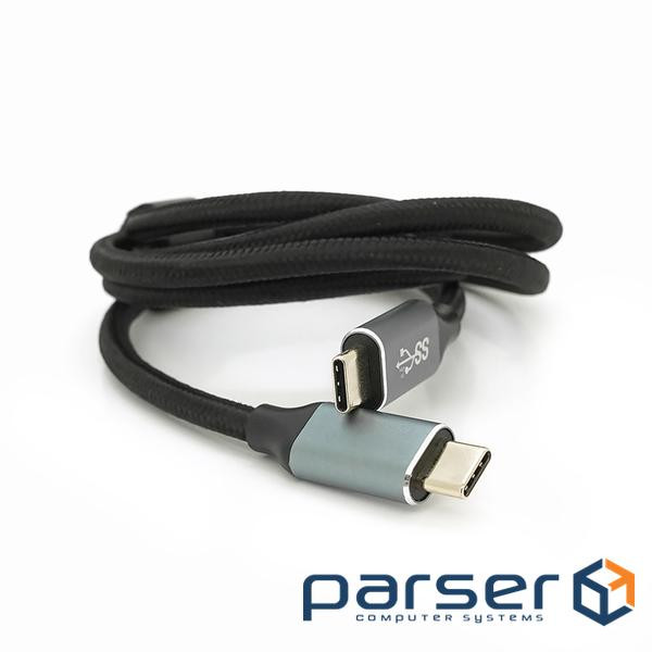 Дата кабель USB-C to USB-C 1.0m USB 3.2 Gen2 100W 10Gbps 4K60Hz black  (YT-TC-TC-B-1m(male to male))