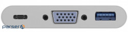 Перехідник моніторний USB Type-C-VGA HD15 M/F,(DP-alt-Mode) +USB-C/PD +USB3.0,білий (75.06.2100-1)