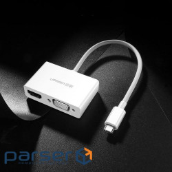 Adapter UGREEN MM123 USB Type C to HDMI + VGA Converter White (30843)