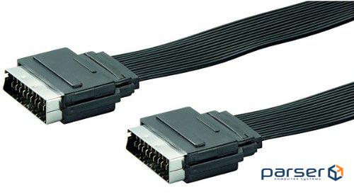 Audio-video cable SCART M/M 5.0m, Euro-AV 21pin D=2.0mm Flat, black (75.01.1865-1)