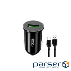 Зарядний пристрій XO USB QC3.0 18W + cable USB to Micro 5P black (TZ12-M-BK)