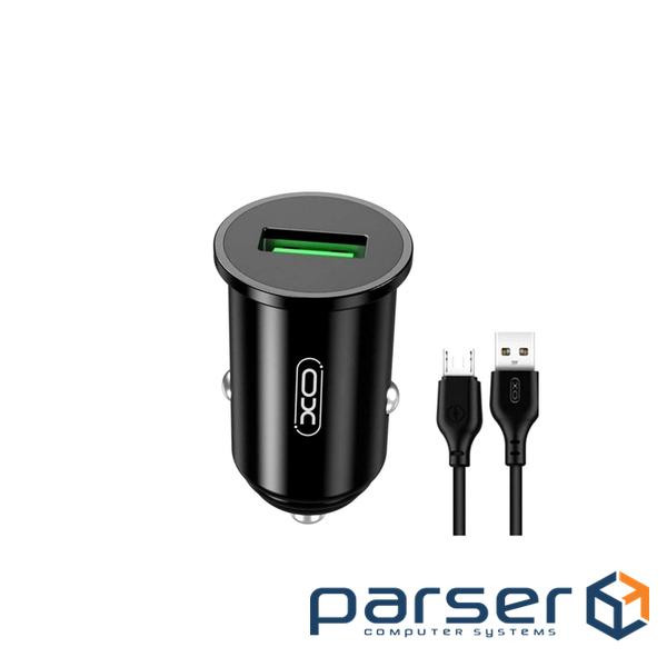 Зарядний пристрій XO USB QC3.0 18W + cable USB to Micro 5P black (TZ12-M-BK)