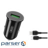 Зарядний пристрій XO USB QC3.0 18W + cable USB to Micro 5P black (TZ12-M-BK)
