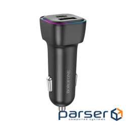 Зарядний пристрій BOROFONE 1xUSB-C PD30W + 1xUSB QC3.0 car adapter black (6941991110818)