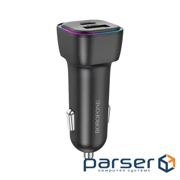Зарядний пристрій BOROFONE 1xUSB-C PD30W + 1xUSB QC3.0 car adapter black (6941991110818)